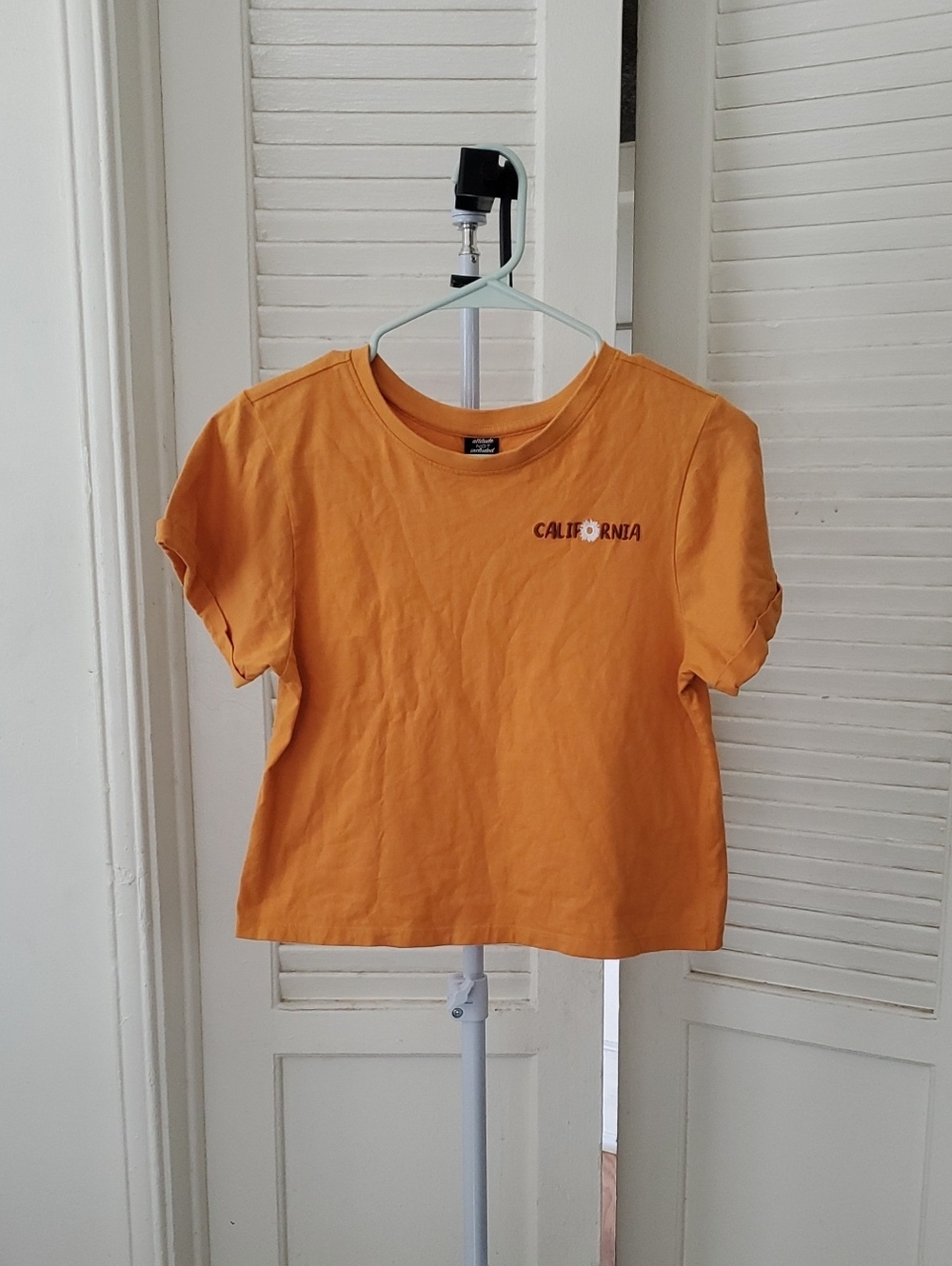 Attitude Not Included Orange California Cotton Cropped Top Size S